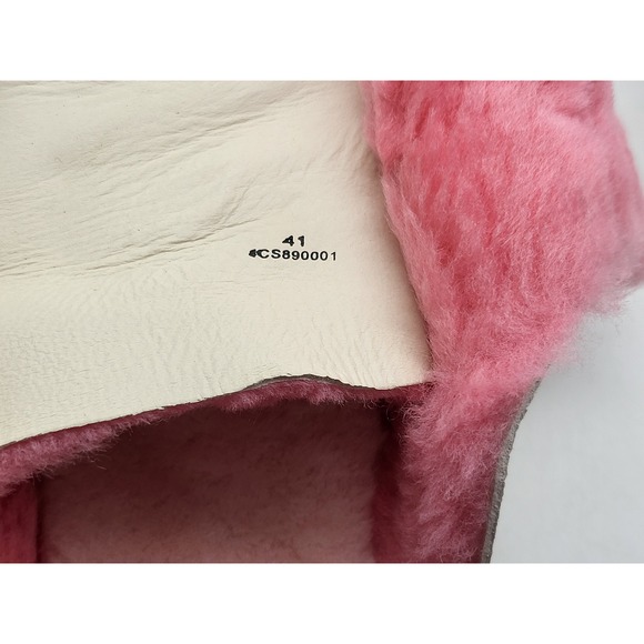 4CCCCEES Strawberry Leather Mellow Laze Cozy‎ Sandals With Shearling Footbed - Picture 7 of 10